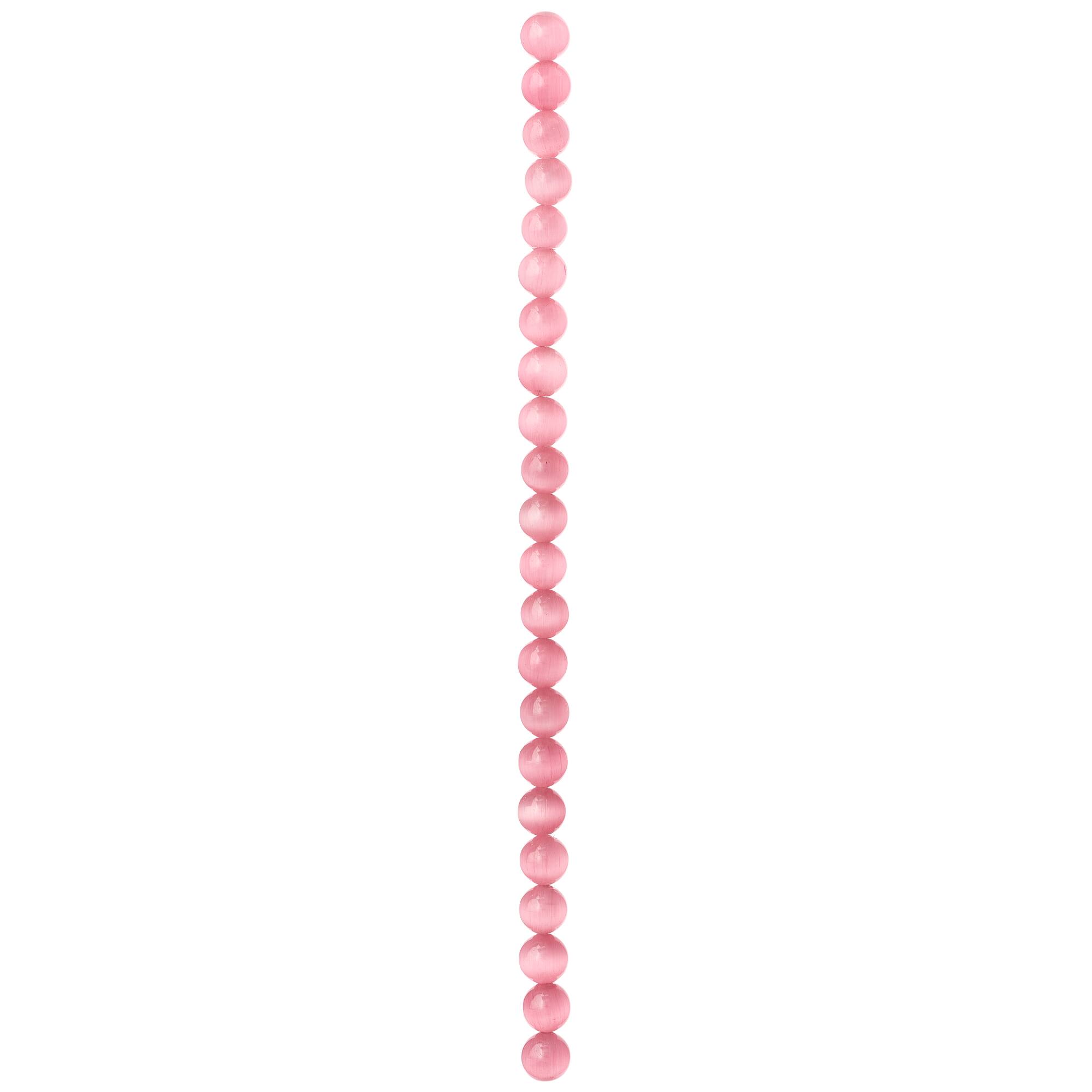 Pink Cat's Eye Glass Round Beads, 10mm by Bead Landing™